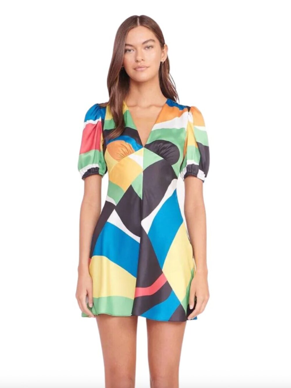 STAUD Mini Milla Dress – Marble Wave Print – Size 4